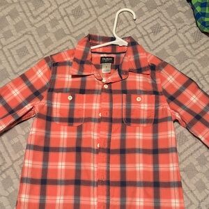 OshKosh B'gosh Kids Coral and Navy Plaid Shirt